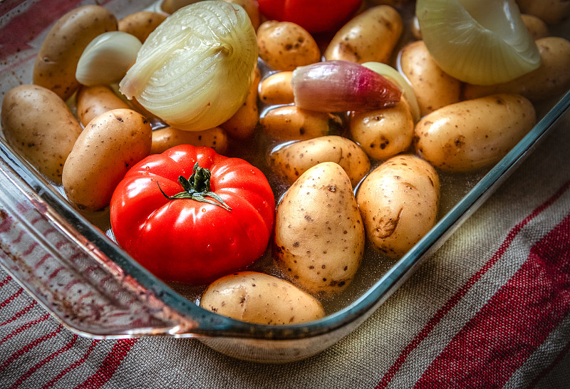 季节,蔬菜,三个物体,煮土豆,法国,烘锫土豆,干抹布,煮食,葱,炖品