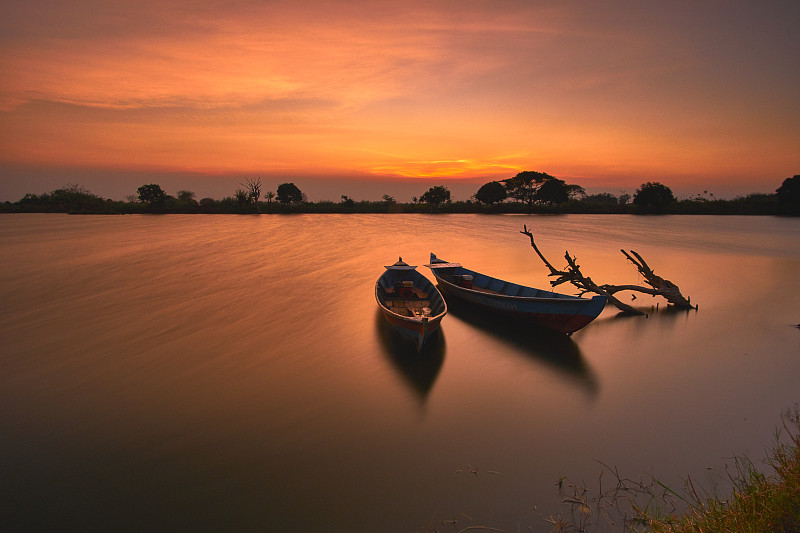 木制,湖,地形,船,两个物体,自然美,户外,天空,印度尼西亚,宁静