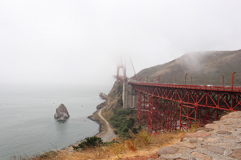 雾,国际著名景点,旅途,云,加利福尼亚,著名景点,钢铁,海岸线,水湾,户外