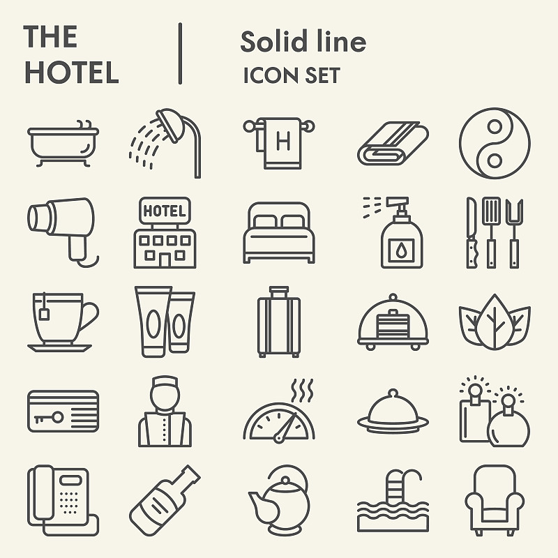 矢量,标志,酒店,符号,图标集,数字10,计算机,旅行,服务