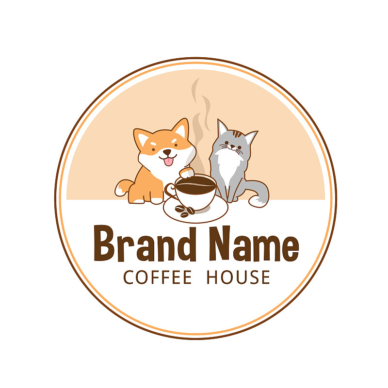 咖啡馆,品牌名称,咖啡,猫,狗,咖啡店,饮料,茶,可爱的,设计