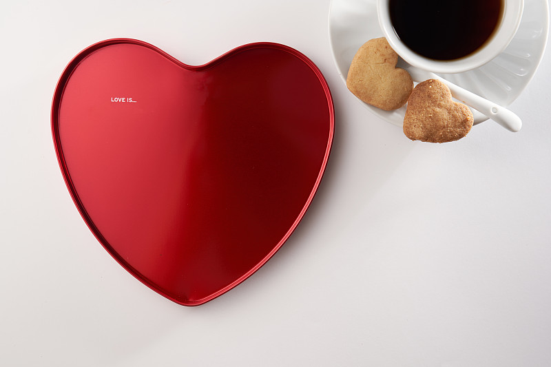 咖啡,心型,饼干,红色,金属,饮料,茶,贺卡,背景分离,热情