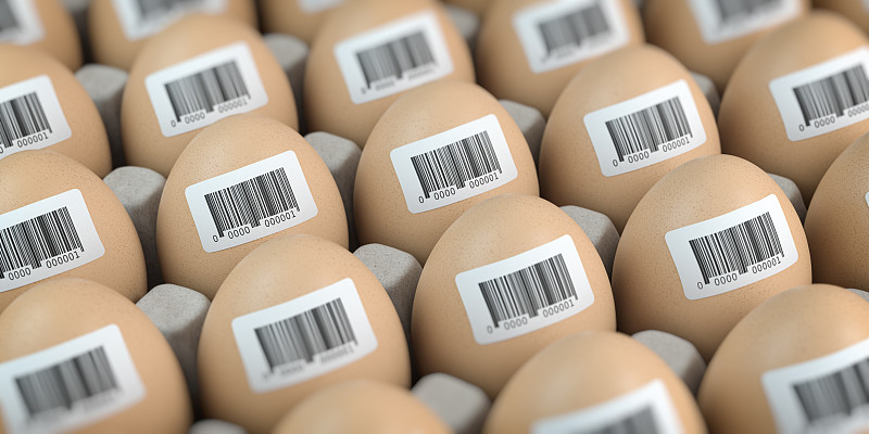 条形码,概念,鸡蛋,标签,鸡肉,商务,食品,技术,鸡蛋盒,市场营销