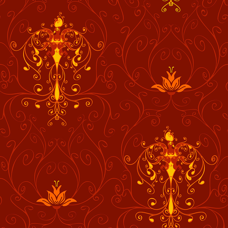 矢量,暗色,壁纸,时尚,式样,维多利亚女王时代风格,纺织品,火,鸟类,高雅