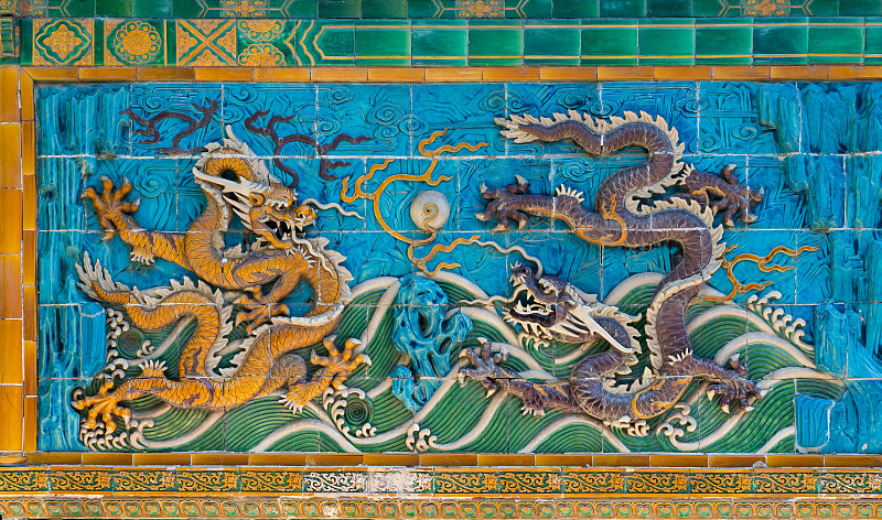 中国,墙,龙,北海公园,北京,背景,数字9,秘密,华丽的,世界遗产