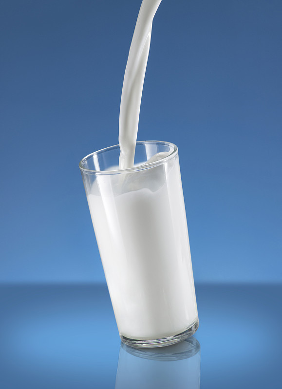 牛奶,玻璃,在上面,蓝色背景,钙,饮料,湿,奶制品,纯净,清新