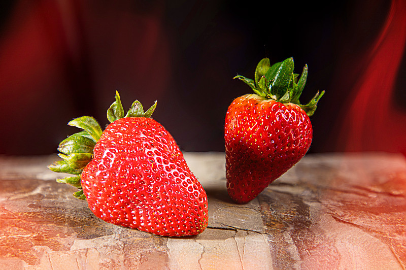 红色,草莓,甜食,夏天,黑色背景,清新,背景分离,食品,浆果,熟的
