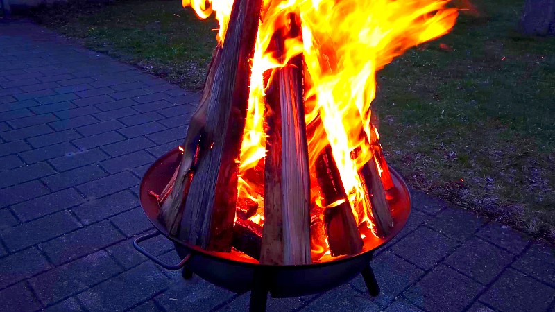 巨大的,火,菜园,柴火,热,暗色,大篝火,橙色,烤肉架,火坑