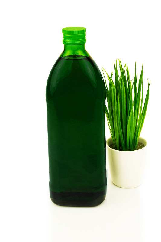 饮料,清新,概念,玻璃,瓶子,白色背景,叶绿素,草,绿色,小麦