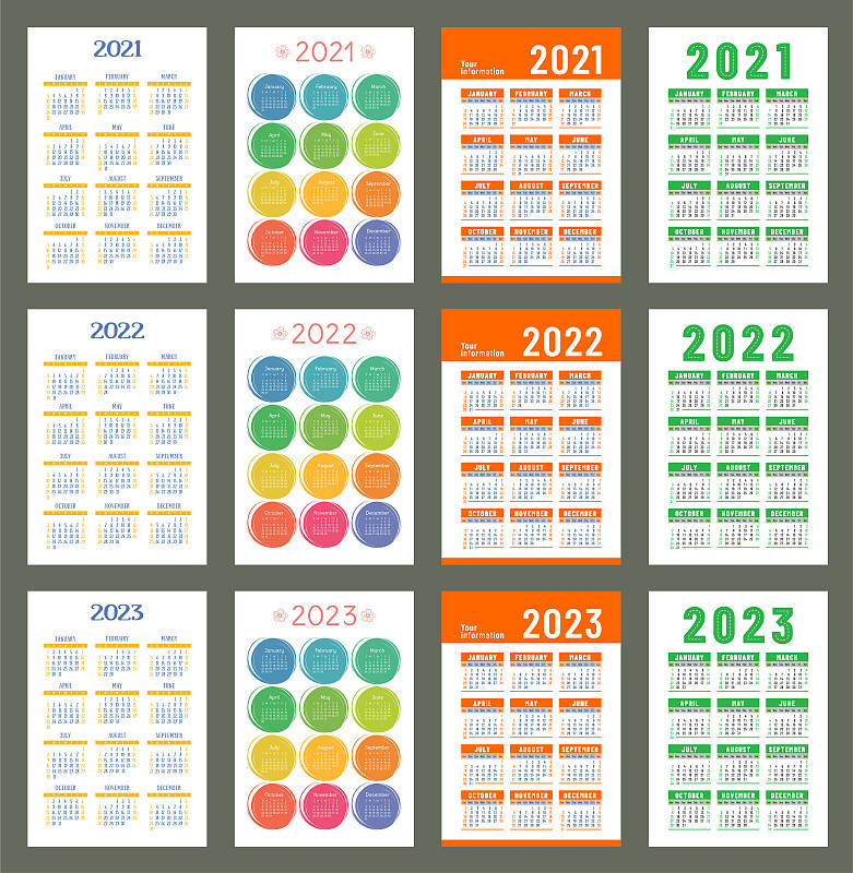 日历,2023年,垂直画幅,模板,墙,2021,星期,口袋,矢量,星期日