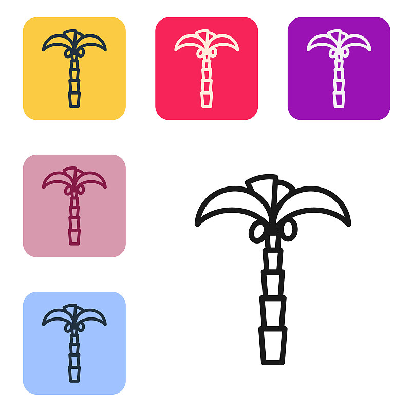 棕榈树,彩色图片,矢量,绘画插图,计算机图标,正方形,黑色,鸡尾酒,分离着色,按键区