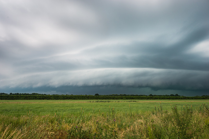 荷兰,雷雨,认真的,弧状云,在上面,农业,怪异,自然神力,云,恐怖