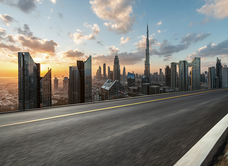 迪拜,城市,背景,路,公路,沥青,云景,汽车,交通,云