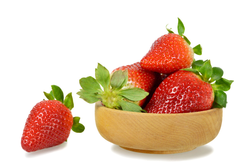 草莓,碗,木制,分离着色,白色背景,果盘,美,水平画幅,无人,生食