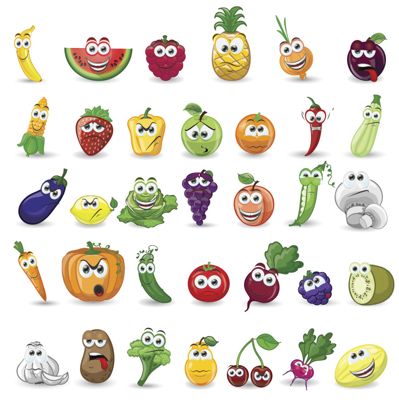 水果,蔬菜,计算机图标,卡通,恐惧,垂直画幅,素食,樱桃,绘画插图,椒类食物