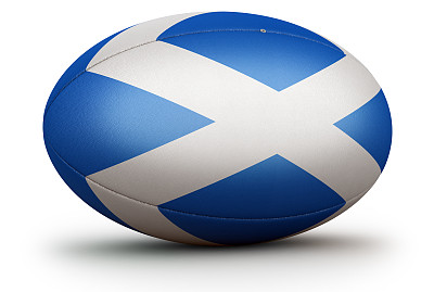 橄榄球，有一个巨大的蓝白相间的苏格兰十字