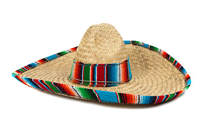 白色背景上的墨西哥草帽