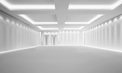 空的白色房间- 3d插图