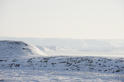 冬季北极苔原，巴芬岛，努勒维特，加拿大。