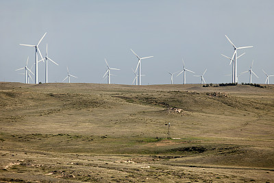 风车和风电场波尼国家草原科罗拉多