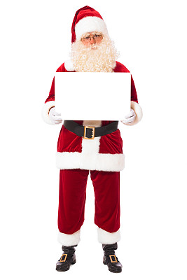 圣诞老人拿着空白的海报