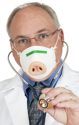 戴猪流感口罩的医生