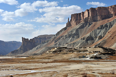 阿富汗沙漠山谷里的一个村庄