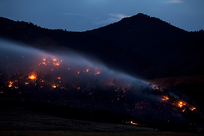 科罗拉多州夜间的山火
