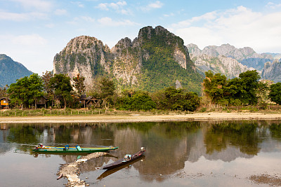 老挝南宋河上的船只