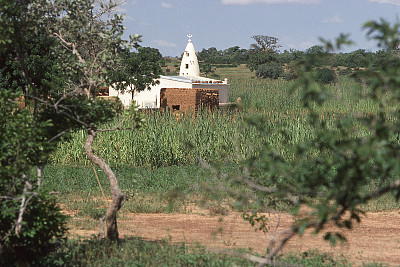 西非布基纳法索Sodin Yatenga小的农村清真寺农田