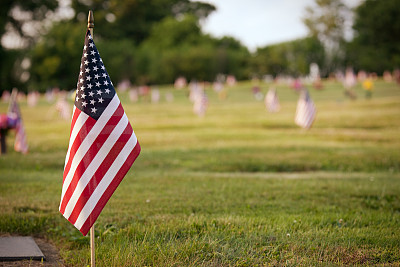 墓地中的美国国旗