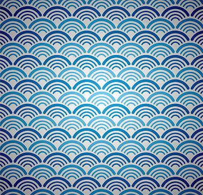 矢量中国东方传统图案背景(波浪图案)