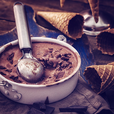 美味的自制巧克力冰淇淋