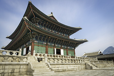 汉城宝塔屋顶华丽，传统木屋檐，景福宫