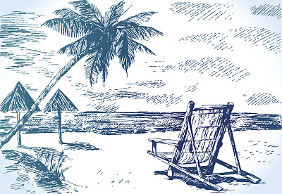 沙滩上有棕榈树