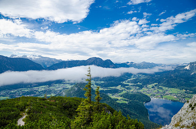 奥地利的山脉景观风景在欧洲