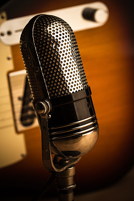 复古麦克与吉他背景