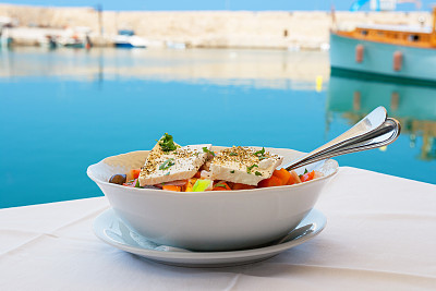 希腊的沙拉。克里特岛