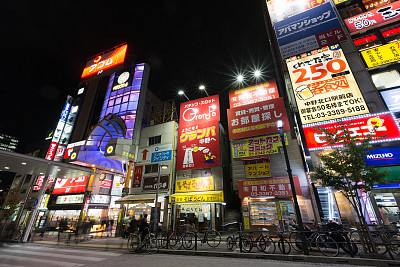 日本东京夜晚的中野