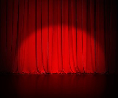 剧场的红窗帘或用灯光点缀背景