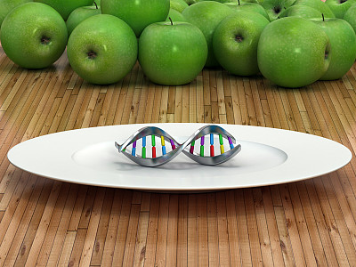 带有DNA螺旋的转基因食品