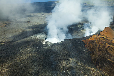 喷发基拉韦厄火山，夏威夷，鸟瞰图