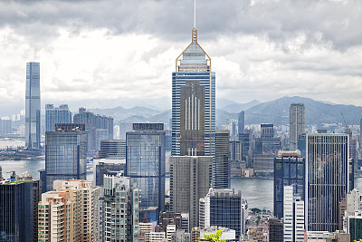 从太平山顶眺望香港、九龙、香港岛