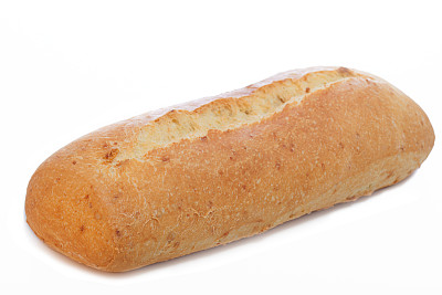 白色背景上的白色面包