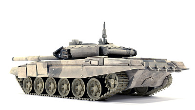 T-90主战坦克，白色背景孤立