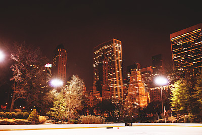 空荡荡的纽约中央公园溜冰场