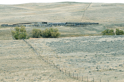 怀俄明州农村的围栏和畜栏
