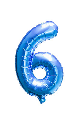 6号，6个蓝色氦气球