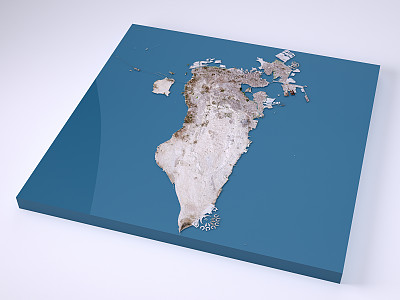 巴林3D模型地形图自然颜色