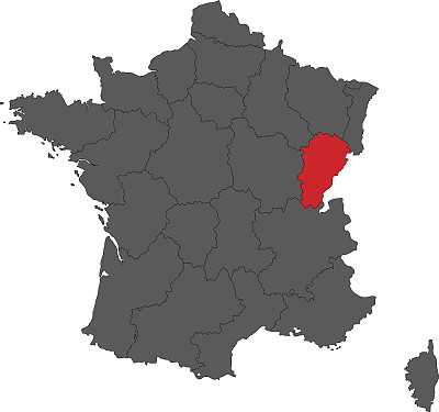 弗朗索-孔德红色地图上的灰色法国地图矢量